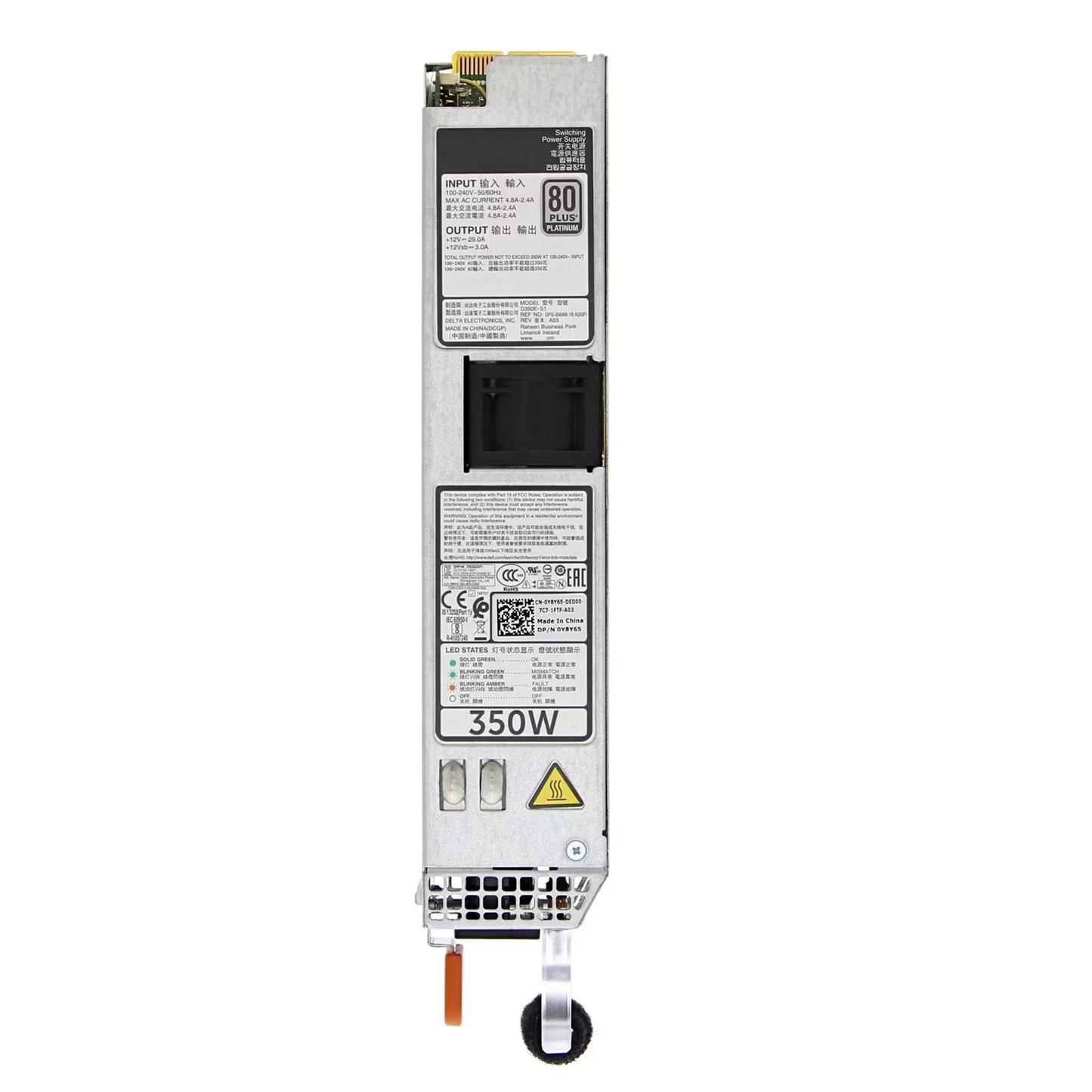 Original For Dell PowerEdge R320 R420 Servers Hot Swap 350W Power Supply 80 Plus Y8Y65 0Y8Y65 P7GV4 9WR03