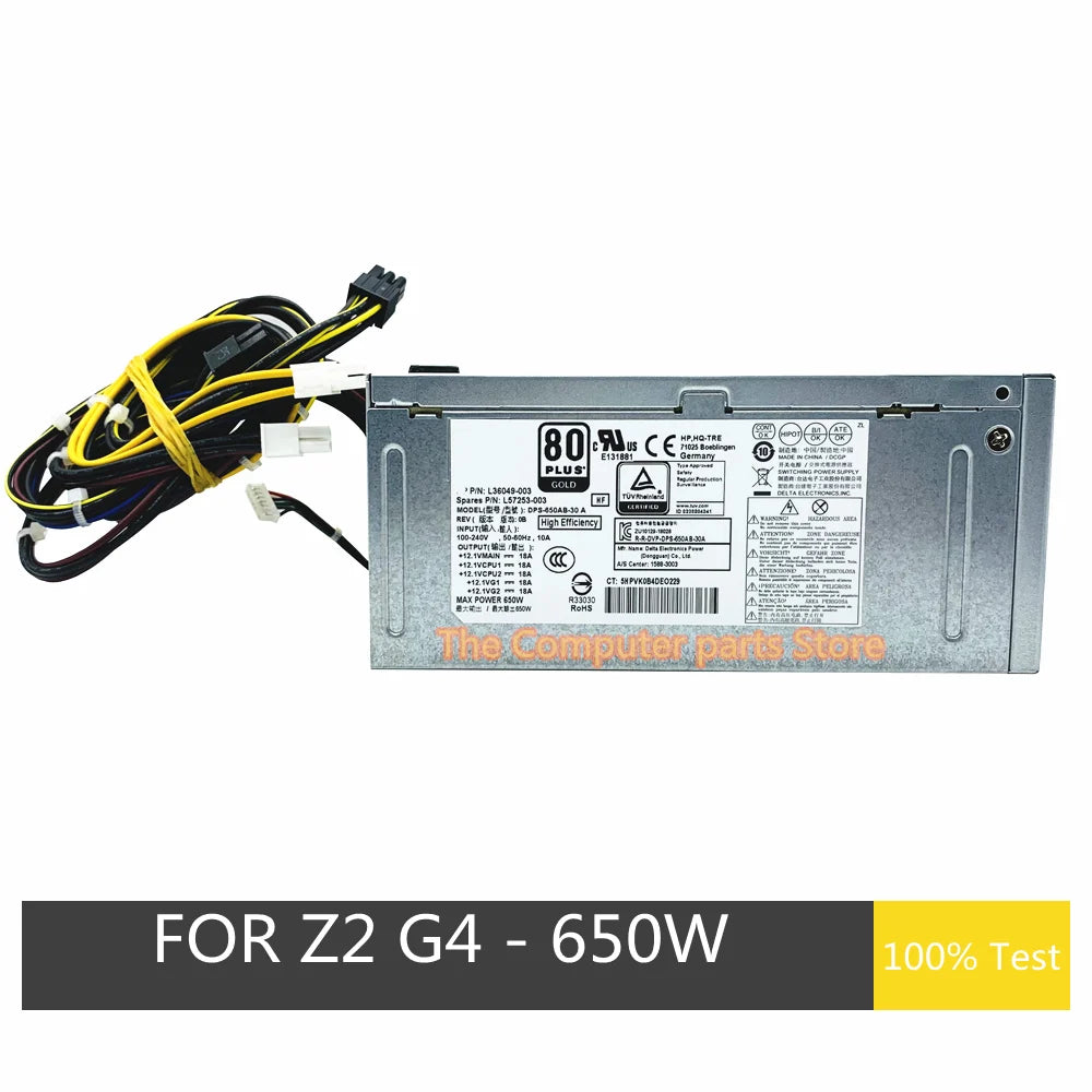 New Original For HP Z2 G4 Workstation 650W Power Supply L36049-003 / L57253-003 / DPS-650AB-30A PSU Replacement 100% Tested