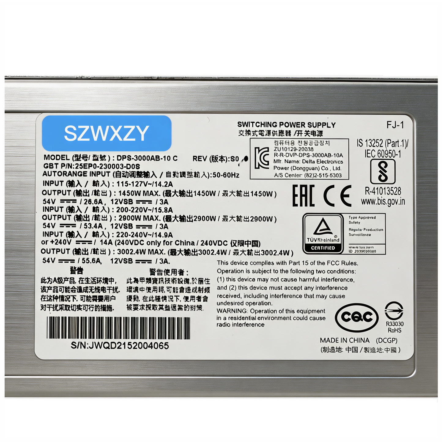 NEW For DELTA DPS-3000AB-10 C Switching Power Supply 25EP0-230003-D0S 3000watt