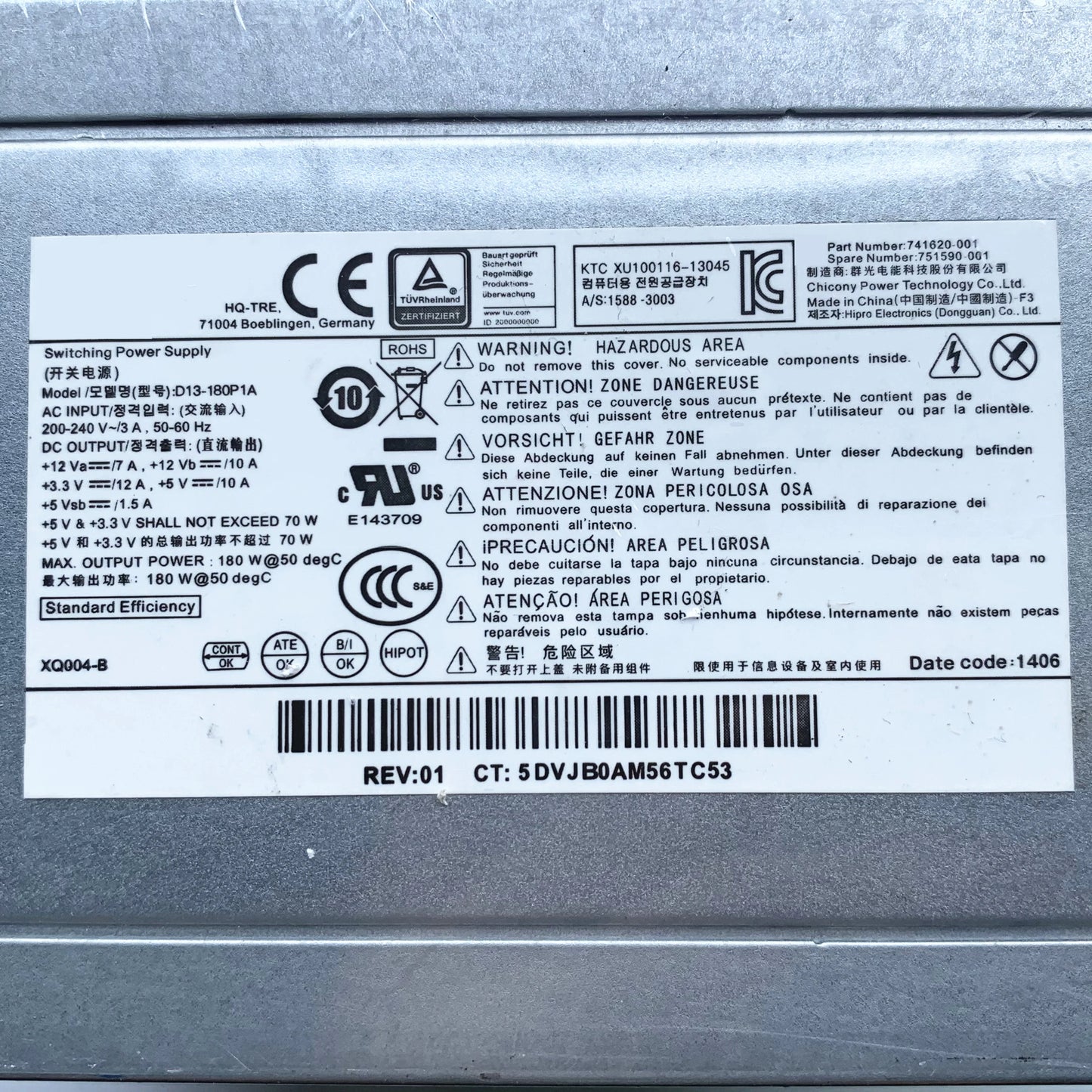 New Original For HP ProDesk 280 G1 G2 MT 180W Power Supply D13-180P1A 741620-001 751590-001 ATX 24+4 Pin PSU