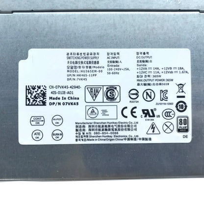 New Original For Dell 9020 3020 T1700 T3620 HU365EM-00 D365EM-00 7VK45 T1M43 365W MT Power Supply 8pin+6pin+4pin Fast Ship