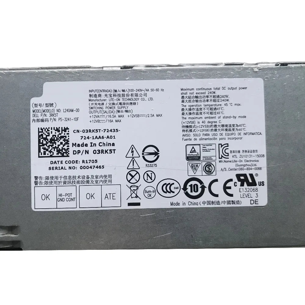 NEW Original For Dell 3040 3050 5040 L240AM-00 2P1RD 3RK5T 4GJV9 H62JR M2WH 240W 8+4 Pin Power Supply Fast Ship