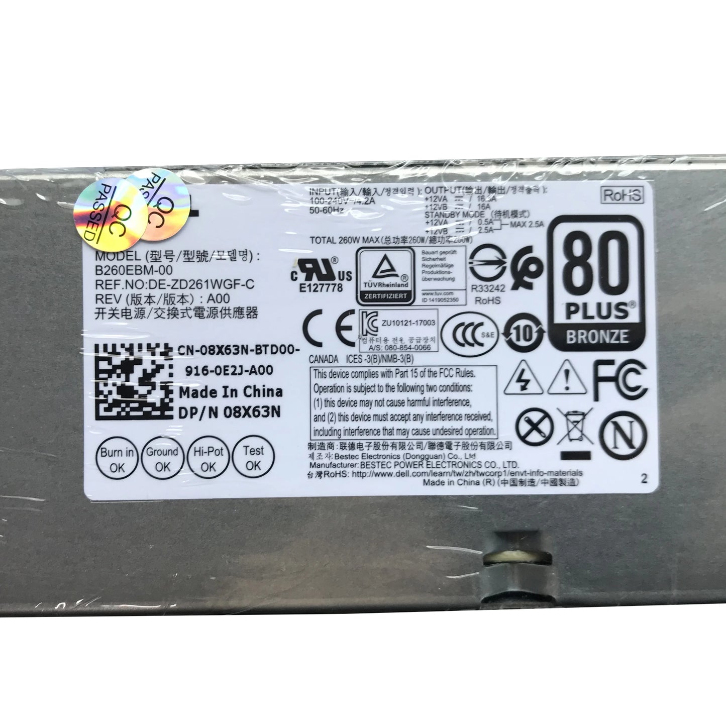 New Original For Dell OptiPlex 3060 5060 7060 L260EBM-00 H7X3F 52CKC 3YNRJ 8X63N 260W Power Supply 6PIN+4PIN Fast Ship