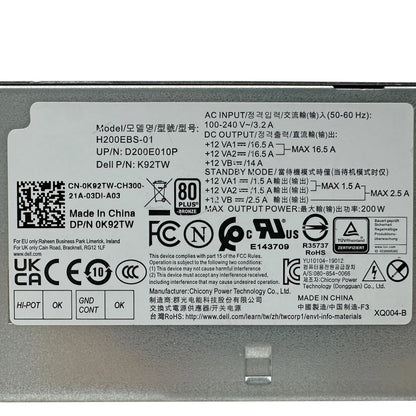 New Original For Dell Optiplex 3080 5080 7080 5090 7090 SFF 200W Power Supply H200EBS-01 L200EBS-01 H200EPS-01 K92TW 5TVM5 52C2P