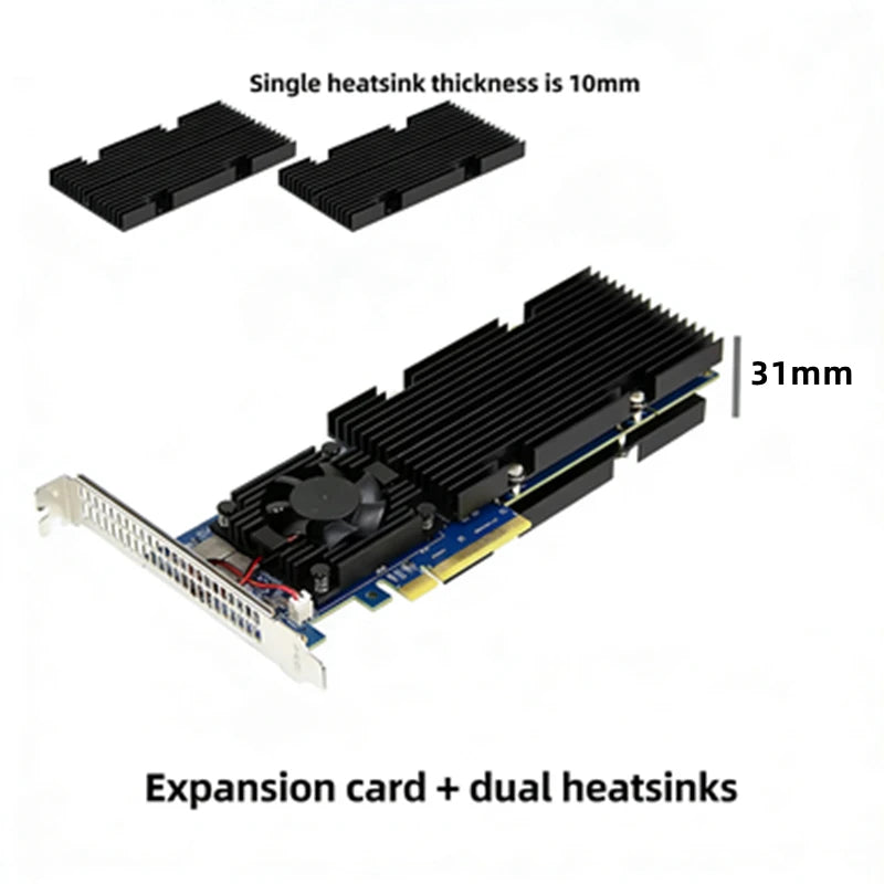 PCIe 4.0 x8 to Quad M.2 NVMe SSD Adapter Built-in PLX88024 Chip No PCIe Bifurcation Required Supports 4x M.2 NVMe SSDs Full Speed Expansion Card