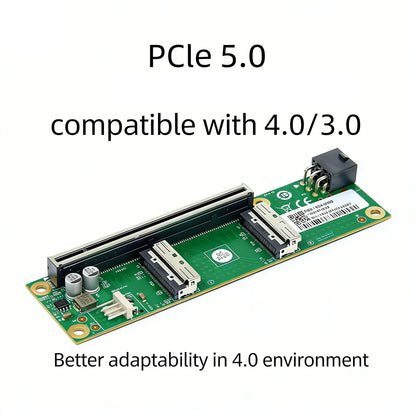PCIe 5.0 MCIO to PCIe x16/x8 Adapter Card External GPU Expansion Baseplate Dual 8i MCIO for Server NIC & Graphics Card