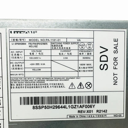 Original For Lenovo ThinkCentre M90a M70a Gen 3 M90a Gen 5 AIO Power Supply 180W PA-1181-01 SP50H29644 FRU 5P51D76975