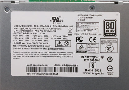 New Original For Lenovo ThinkStation P520 P720 1000W Power Supply FRU 5P50V03212 5P50V03213 Fully Tested