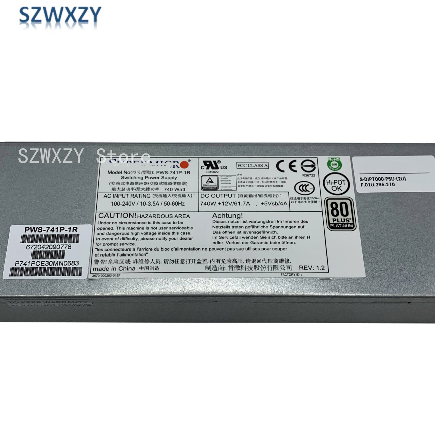 Refurbished For Supermicro PWS-741P-1R 740W 1U 80 PLUS Platinum Redundant Single Output Power Supply Module Fast Ship