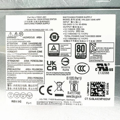 New Original For HP ProDesk 600 G6 400 G7 480 G7 L70041-001 PCK018 PA-2251-5HK-HPF 260W MT Power Supply Fast Ship