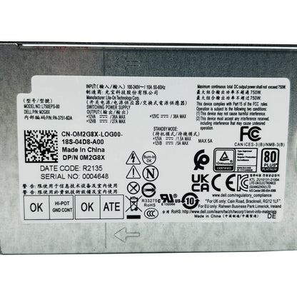 For Dell XPS 8950 3910 T3660 750W Power Supply 0M92DC M92DC AC750EPS-00 0MP23Y MP23Y L750EPS-00 0M2G8X M2G8X H750EPS-00