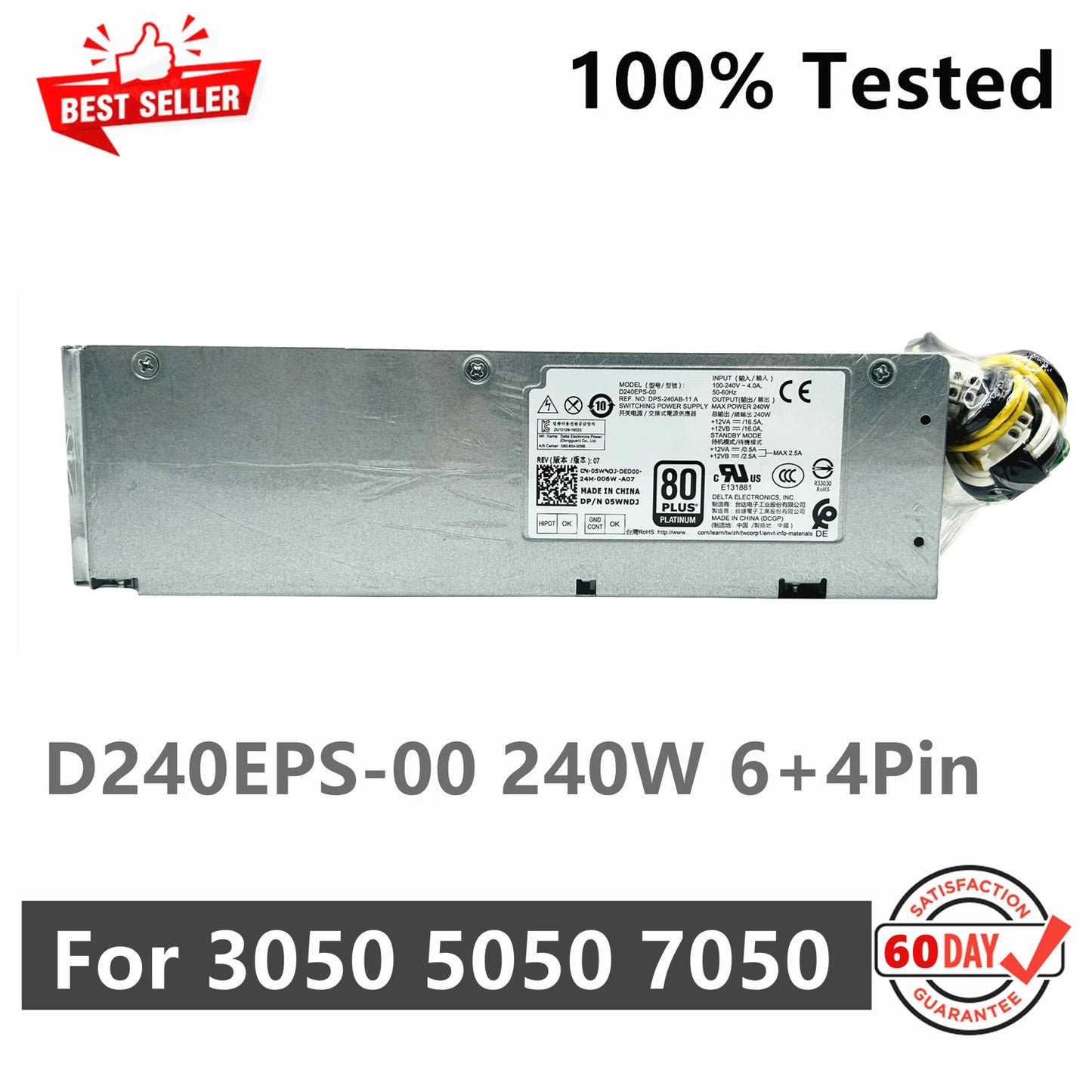 New Original For Dell OptiPlex 3050 5050 7050 MT 240W Power Supply D240EPS-00 DPS-240AB-11 A CN-05WNDJ 05WNDJ Fully Tested