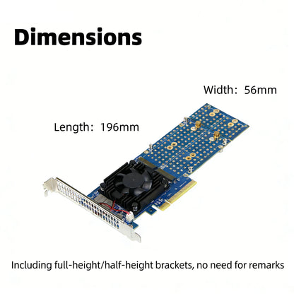PCIe 4.0 x8 to Quad M.2 NVMe SSD Adapter Built-in PLX88024 Chip No PCIe Bifurcation Required Supports 4x M.2 NVMe SSDs Full Speed Expansion Card