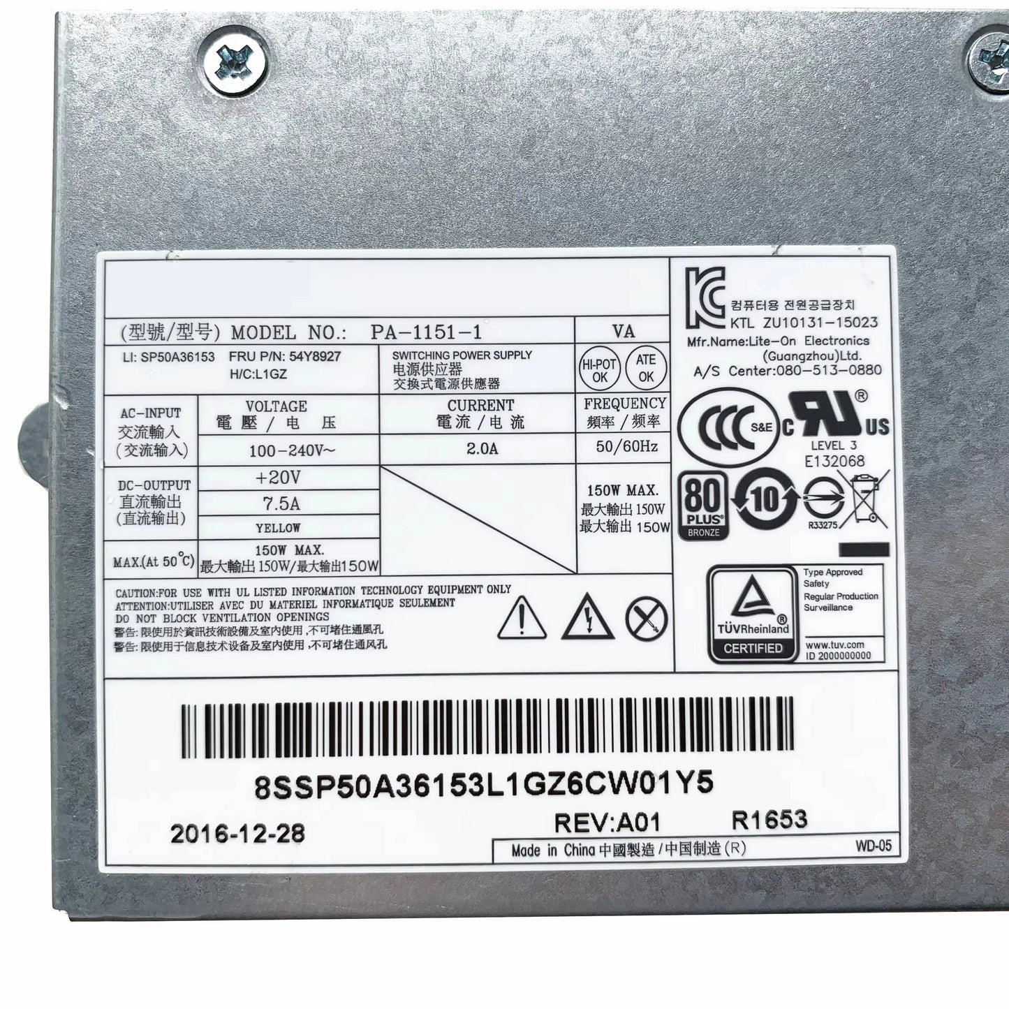 Original For Lenovo ThinkCentre AIO M800z M900z M810z M910z 150W Power Supply HKF1501-3B PA-1151-1 APE004 54Y8946 54Y8945 54Y8927