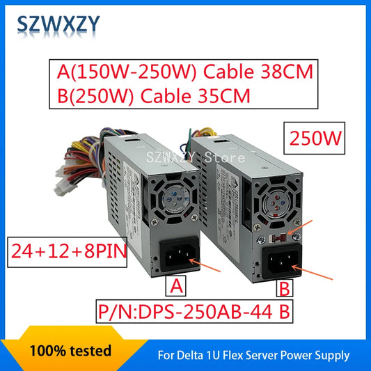 For Delta 250W Power Supply DPS-250AB-44B for NAS Server 1U Flex PSU 24P 8P 12P Replacement