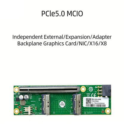 PCIe 5.0 MCIO to PCIe x16/x8 Adapter Card External GPU Expansion Baseplate Dual 8i MCIO for Server NIC & Graphics Card