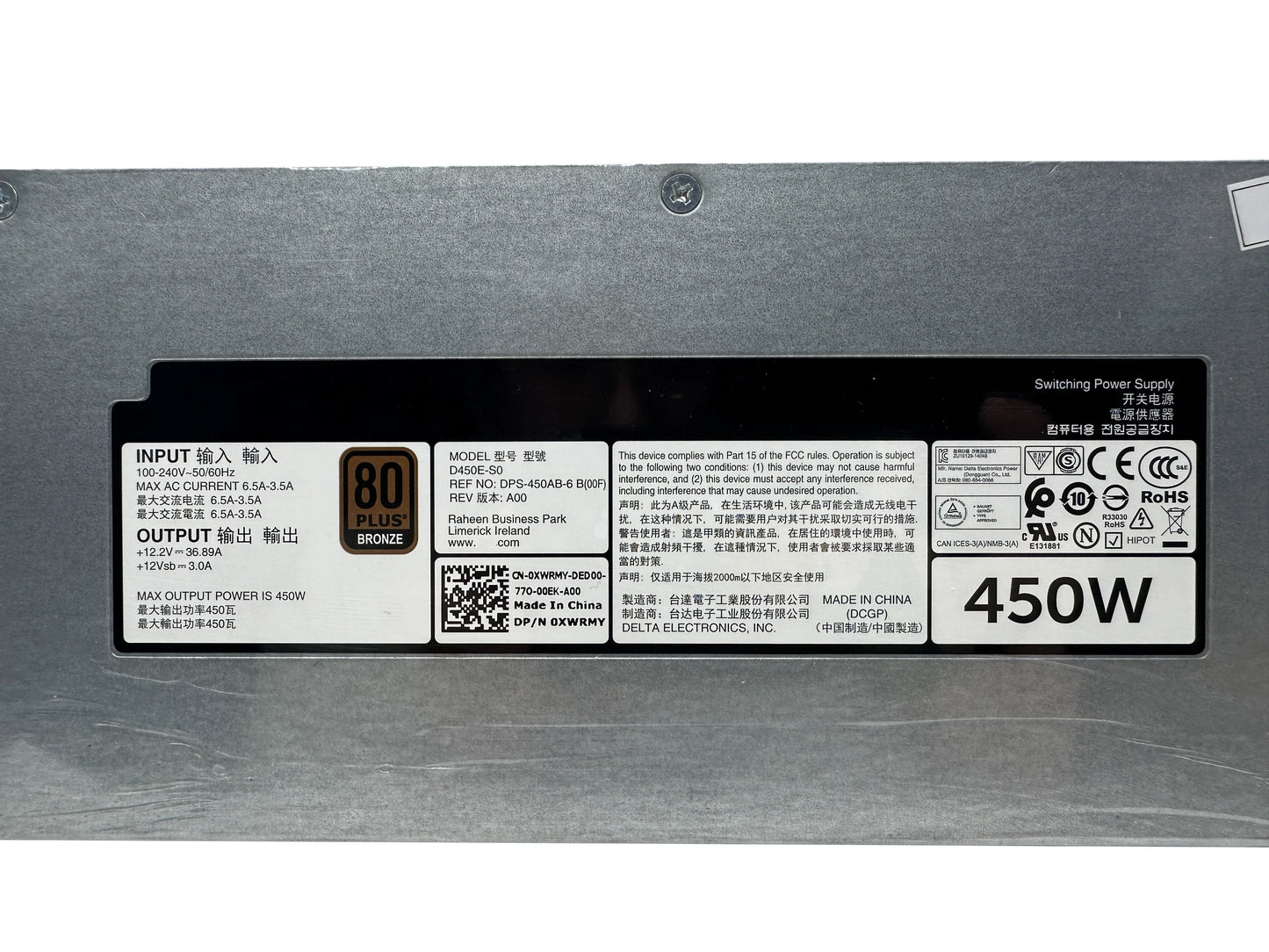 New Original For Dell R440 R6415 Power Supply 450W DPS-450AB-6 B D450E-S0 0XWRMY XWRMY 0T7MF2 7TMF2 100% Tested Fast Ship