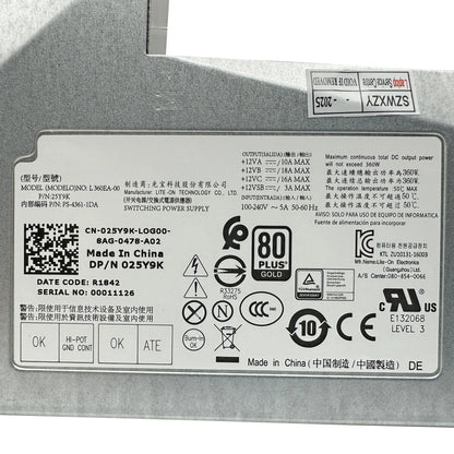 New Original PSU For Dell 5720 XPS 7760 L360EA-00 025Y9K PS-4361-1DA 360W All-In-One Power Supply Fast Ship