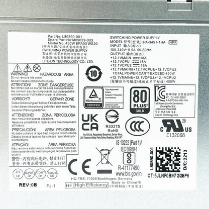 New Original For HP Z2 SFF G5 450W Power Supply L80890-001 M09029-003 PA-3451-1HA 4+4+4+7Pin PSU 100% Tested