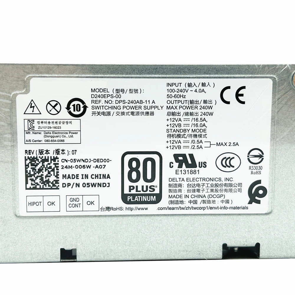 New Original For Dell OptiPlex 3050 5050 7050 MT 240W Power Supply D240EPS-00 DPS-240AB-11 A CN-05WNDJ 05WNDJ Fully Tested