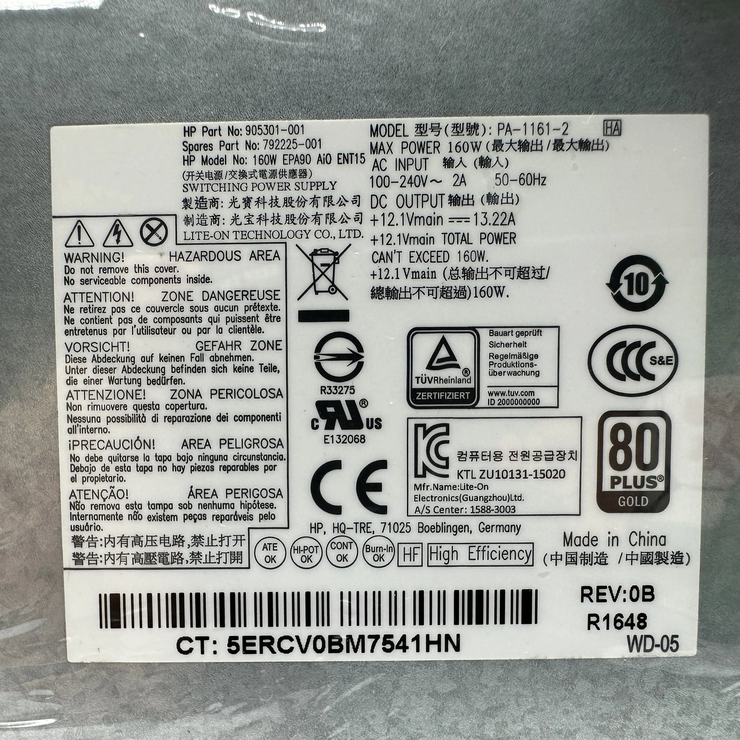 New Original For HP EliteOne 600 G2 160W Power Supply 905301-001 792225-001 PA-1161-2 PSU 100% Tested Fast Ship
