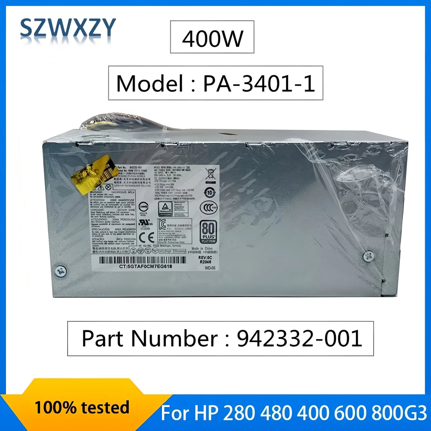 New Original PSU For HP 86 89 280 480 400 600 800G3 G4 G5 400W Power Supply PA-3401-1HA 942332-001 PA-3401-1 100% Tested