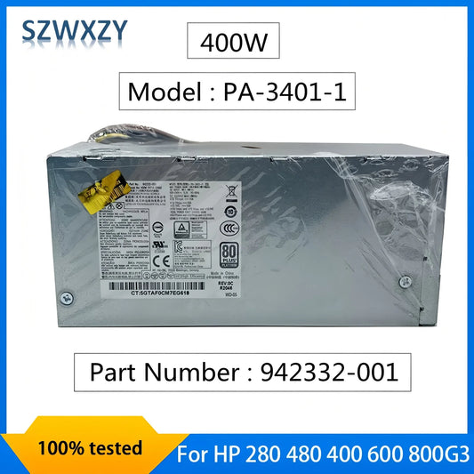 New Original PSU For HP 86 89 280 480 400 600 800G3 G4 G5 400W Power Supply PA-3401-1HA 942332-001 PA-3401-1 100% Tested