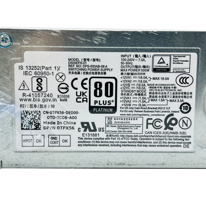New Original PSU For Dell 3710 3910 T3660 5000 3000 7000 MT 8Pin 500W Power Supply L500EPS-01 0VFFKJ VFFKJ D500EPS-01 0TPX56