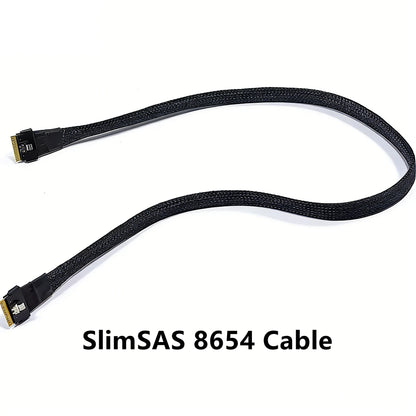 PCIe 4.0 Dual x4 Slot Adapter Board SlimSAS SFF-8654 8i to Dual PCIe x4 Riser Card (Bifurcation Required)