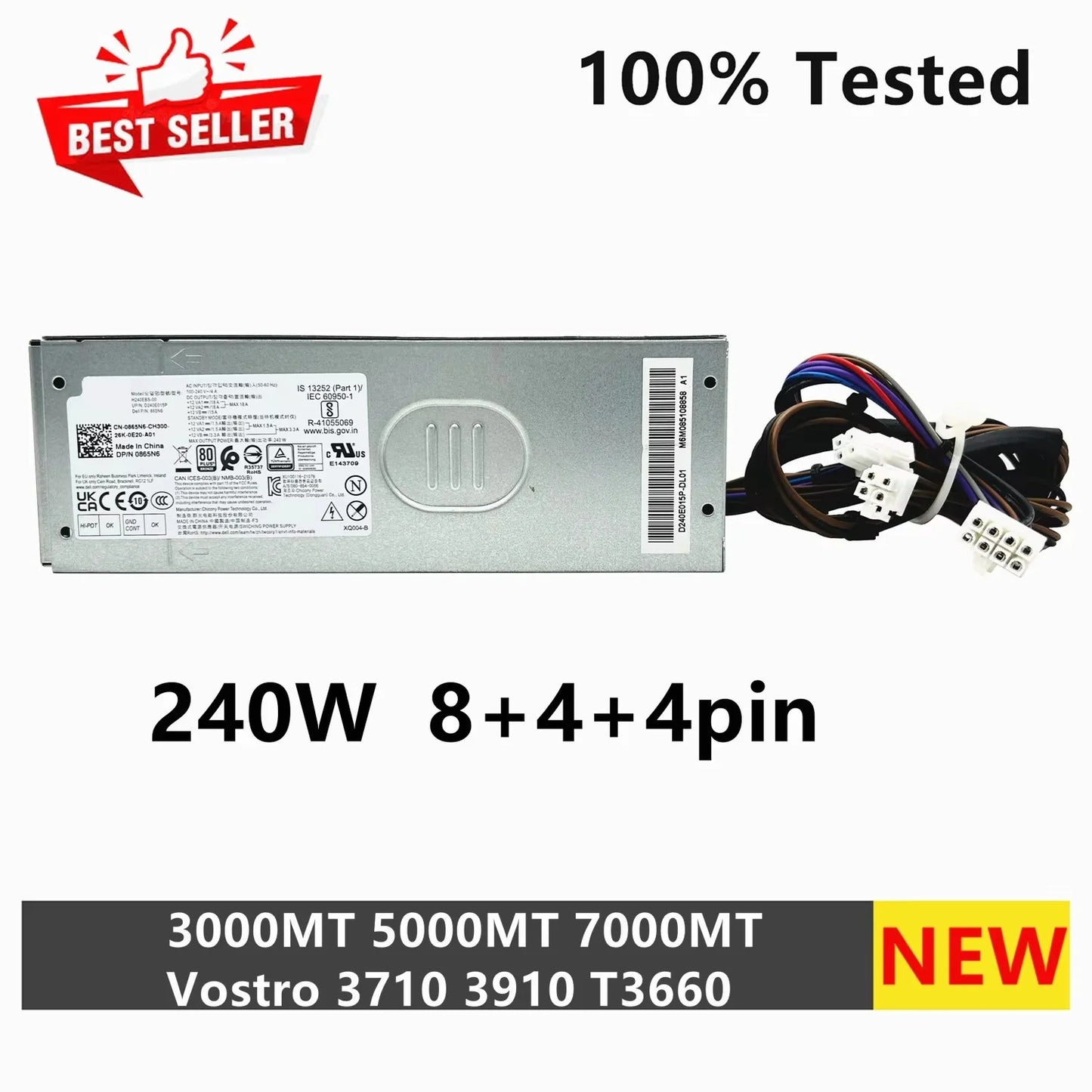 New Original For Dell 240W Power Supply L240EBS-00 H240EBS-00 OptiPlex 3000 5000 7000 MT Vostro 3710 3910 Precision T3660 FHRVJ KK2Y8 H0GX2 865N6 Fully Tested
