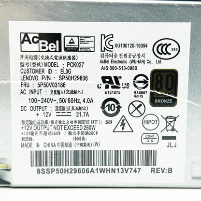 New Original For Lenovo 510S M420 700-24AGR PA-1261-7 PCK027 5P50V03186 SP50H29606 260W 6+4Pin Switching Power Supply Fast Ship