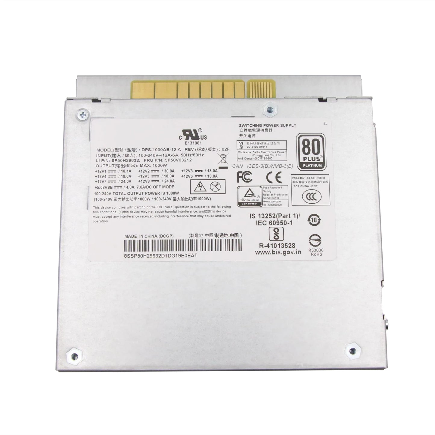 New Original For Lenovo ThinkStation P520 P720 1000W Power Supply FRU 5P50V03212 5P50V03213 Fully Tested