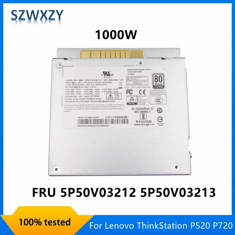 New Original For Lenovo ThinkStation P520 P720 1000W Power Supply FRU 5P50V03212 5P50V03213 Fully Tested