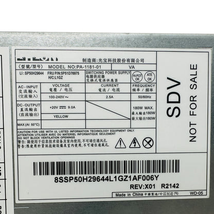 For Lenovo ThinkCentre M90a Gen 3 M70a Gen 3 M90a Gen 5 Power Supply 180W PA-1181-01 SP50H29644 FRU 5P51D76975 100% Tested