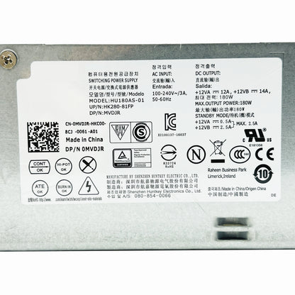 New Original For Dell OptiPlex 3040 5040 7040 Inspiron 3650 3670 180W Power Supply HU180AS-01 HK280-81FP CN-0MVDJR 0MVDJR 8-Pin + 4-Pin Fully Tested