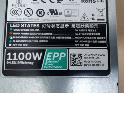 Y26KX CMPGM TFR9V PR21C For Dell PowerEdge R530 R530XD R540 R630 R640 R730 R740 1100W Hot Swap Power Supply