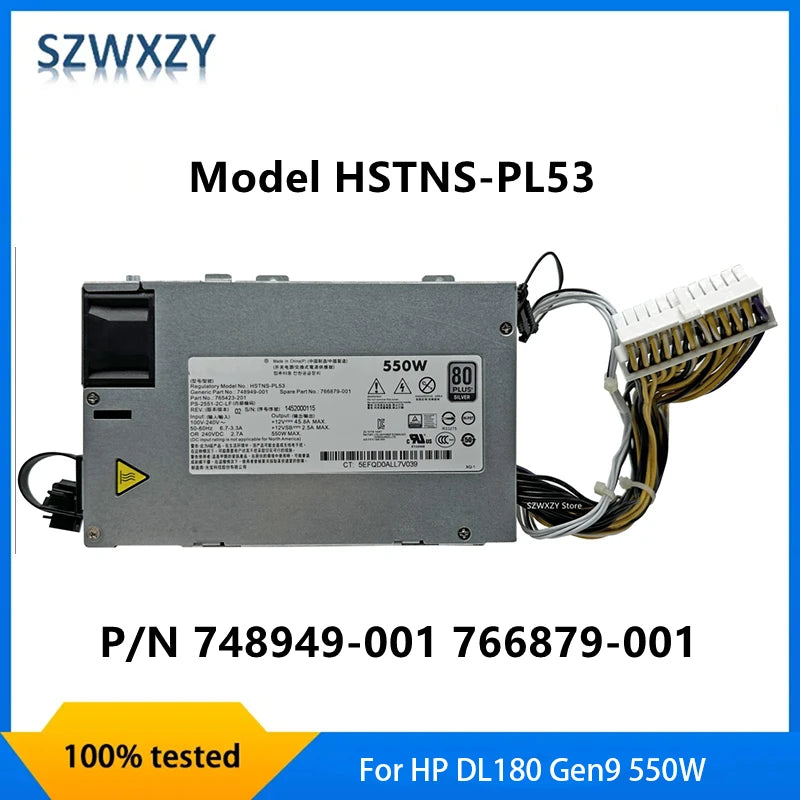For HP DL180 Gen9 550W Silver Power Supply HSTNS-PL53 748949-001 / 766879-001 / 765423-201 Server PSU Tested