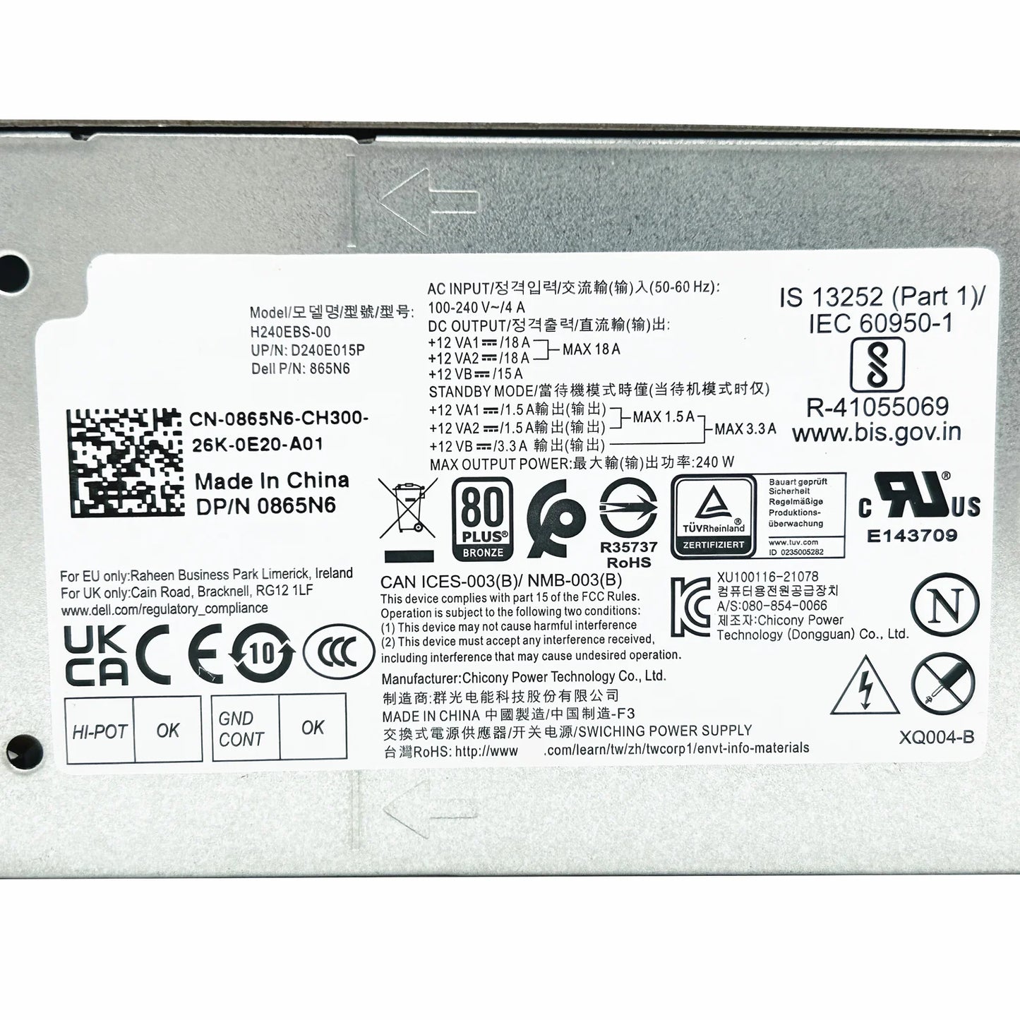 New Original For Dell 240W Power Supply L240EBS-00 H240EBS-00 OptiPlex 3000 5000 7000 MT Vostro 3710 3910 Precision T3660 FHRVJ KK2Y8 H0GX2 865N6 Fully Tested