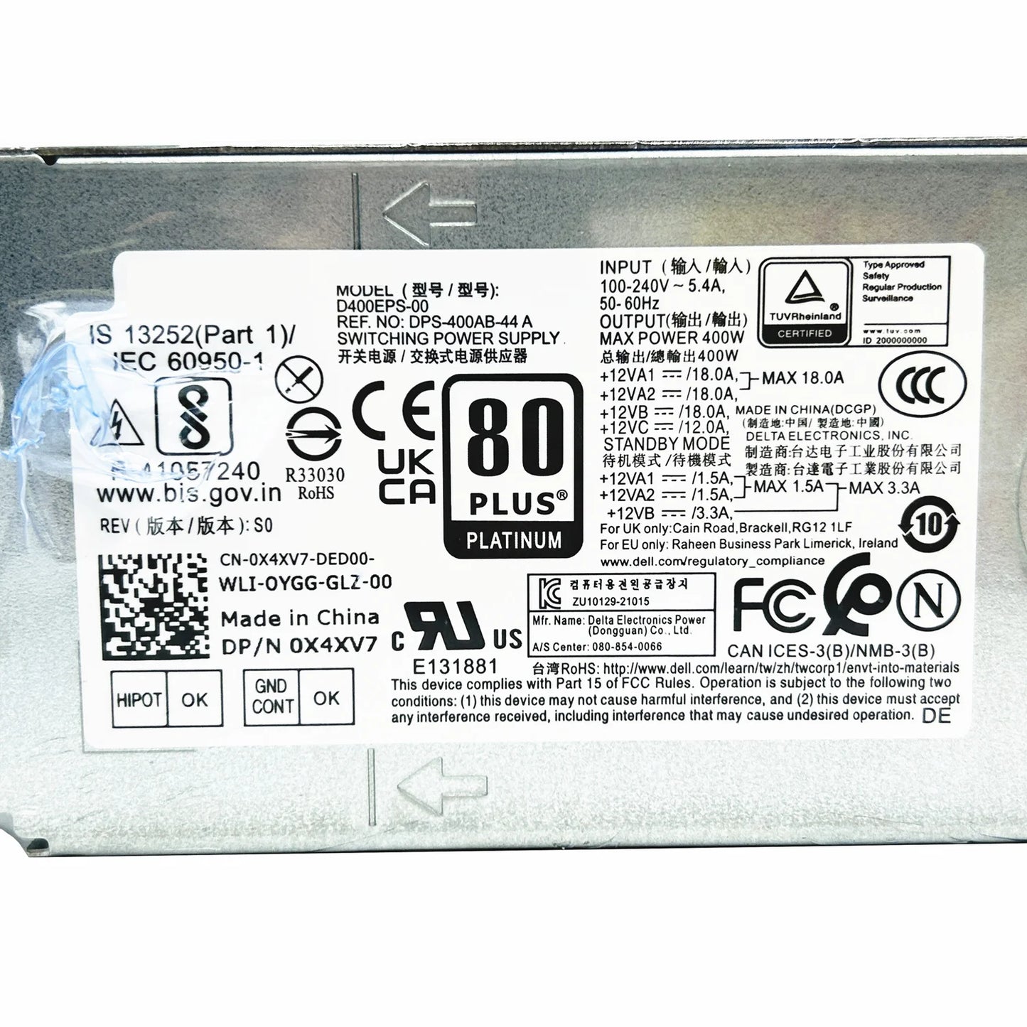 New Original For Dell T3660 XPS 8950 3910 7000 400W Power Supply D400EPS-00 DPS-400AB-44A L400EPS-00 XYD3F X4XV7 4-Pin + 4-Pin + 8-Pin Fully Tested